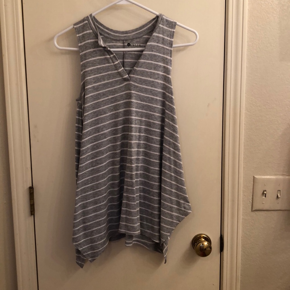 gray striped tunic tank top